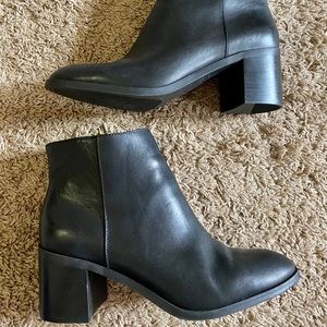 Black leather ankle booties
